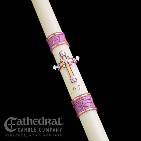 Paschal Candle - Jubilation, one of the items in the Jubilation Paschal Candle with Matching Side Altar Candles. A photograph of the assembled set is pending.