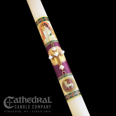 Paschal Candle - Prince of Peace, one of the items in the Prince of Peace Paschal Candle with Matching Side Altar Candles. A photograph of the assembled set is pending.