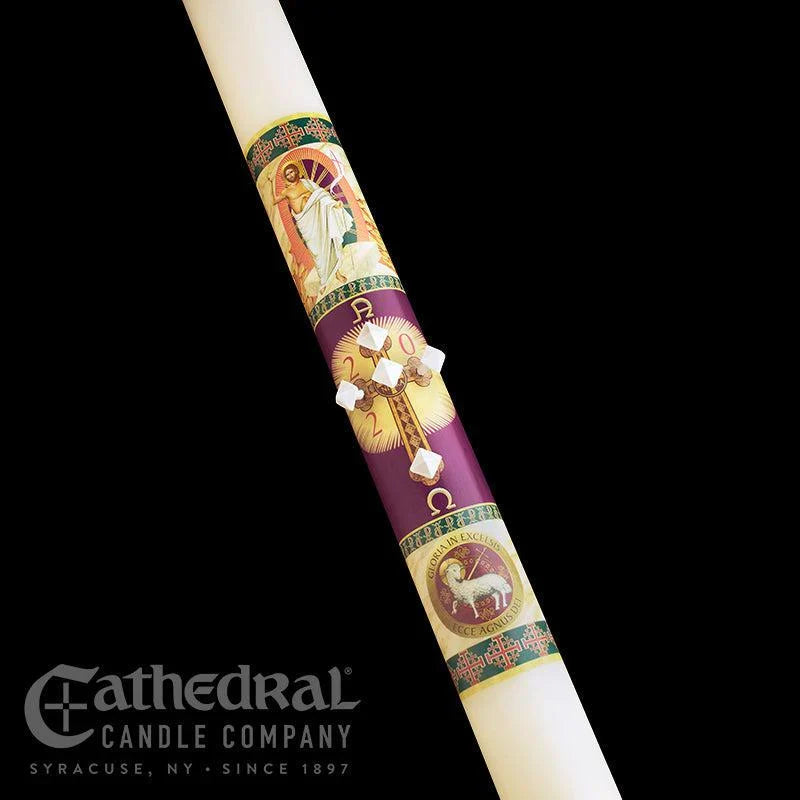 Paschal Candle - Prince of Peace, one of the items in the Prince of Peace Paschal Candle with Matching Side Altar Candles. A photograph of the assembled set is pending.