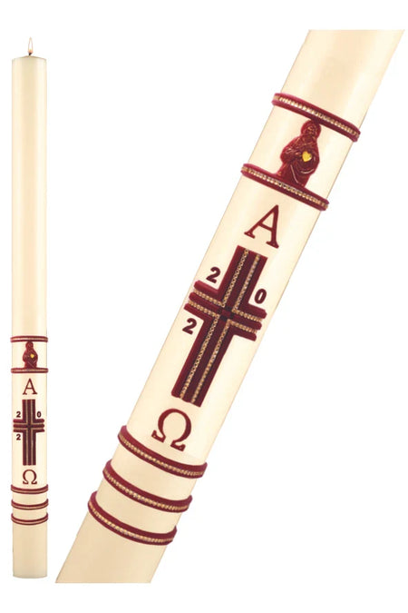 Paschal Candle - Sacred Heart of Jesus, one of the items in the Sacred Heart of Jesus Paschal Candle with Matching Side Altar Candles. A photograph of the assembled set is pending.