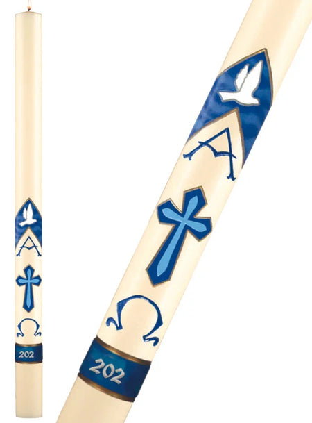 Paschal Candle - Serenity, one of the items in the Serenity Paschal Candle with Matching Side Altar Candles. A photograph of the assembled set is pending.