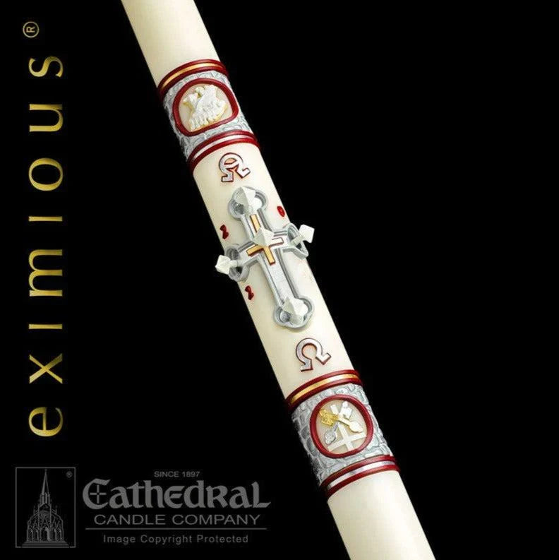 Paschal Candle - Upon this Rock, one of the items in the Upon this Rock Paschal Candle with Matching Side Altar Candles. A photograph of the assembled set is pending.