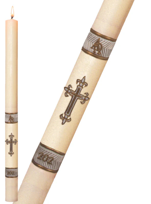 Paschal Candle - White Fleur de Lis