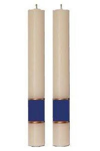 Paschal Side Candles - Dark Blue Gloria Sold As Pair