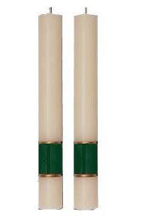 Paschal Side Candles - Green Gloria Sold As Pair