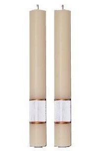 Paschal Side Candles - White Gloria Sold As Pair