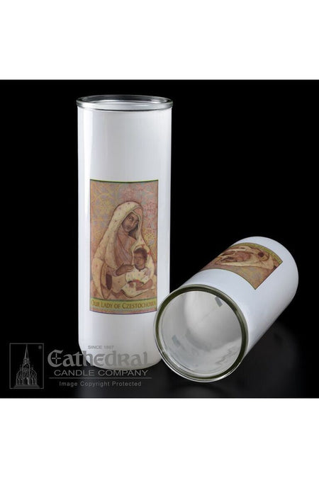 Patron Saint Glass 5/6/7 Day Globes - Our Lady of Czestochowa by Anchor Christian Distributors