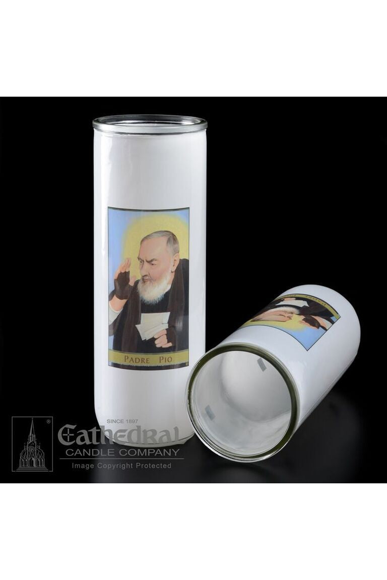 Patron Saint Glass 5/6/7 Day Globes - Padre Pio by Anchor Christian Distributors