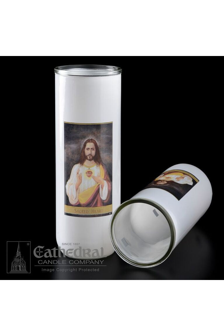 Patron Saint Glass 5/6/7 Day Globes - Sacred Heart by Anchor Christian Distributors