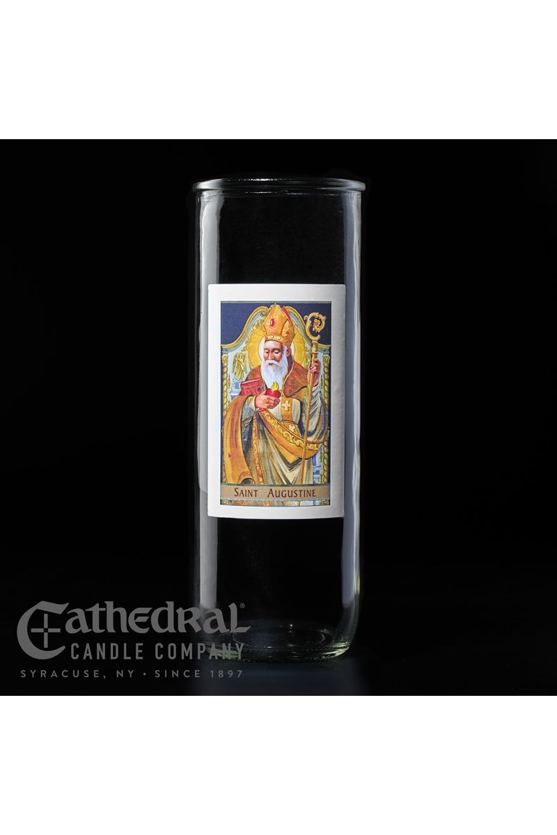 Patron Saint Glass 5/6/7 Day Globes - St. Augustine by Anchor Christian Distributors