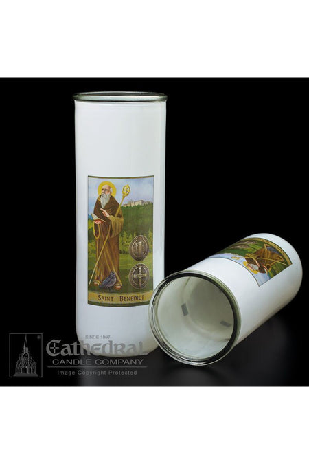 Patron Saint Glass 5/6/7 Day Globes - St. Benedict by Anchor Christian Distributors
