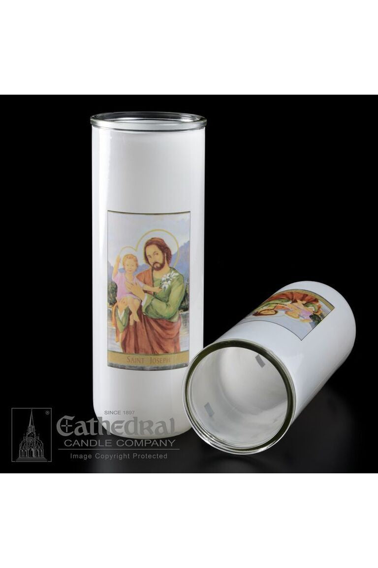 Patron Saint Glass 5/6/7 Day Globes - St. Joseph by Anchor Christian Distributors