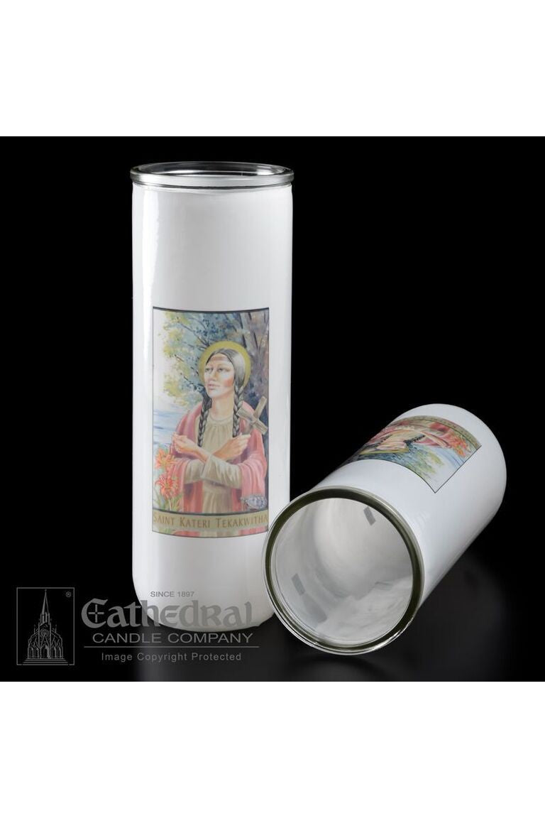 Patron Saint Glass 5/6/7 Day Globes - St. Kateri Tekakwitha by Anchor Christian Distributors