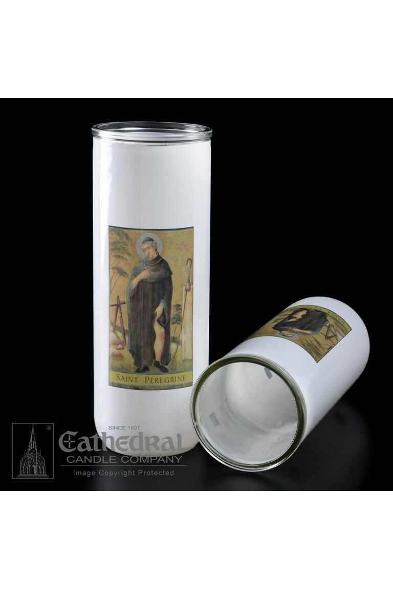 Patron Saint Glass 5/6/7 Day Globes - St. Peregrine by Anchor Christian Distributors
