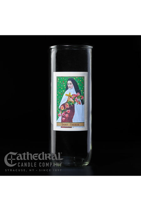 Patron Saint Glass 5/6/7 Day Globes - St. Therese by Anchor Christian Distributors
