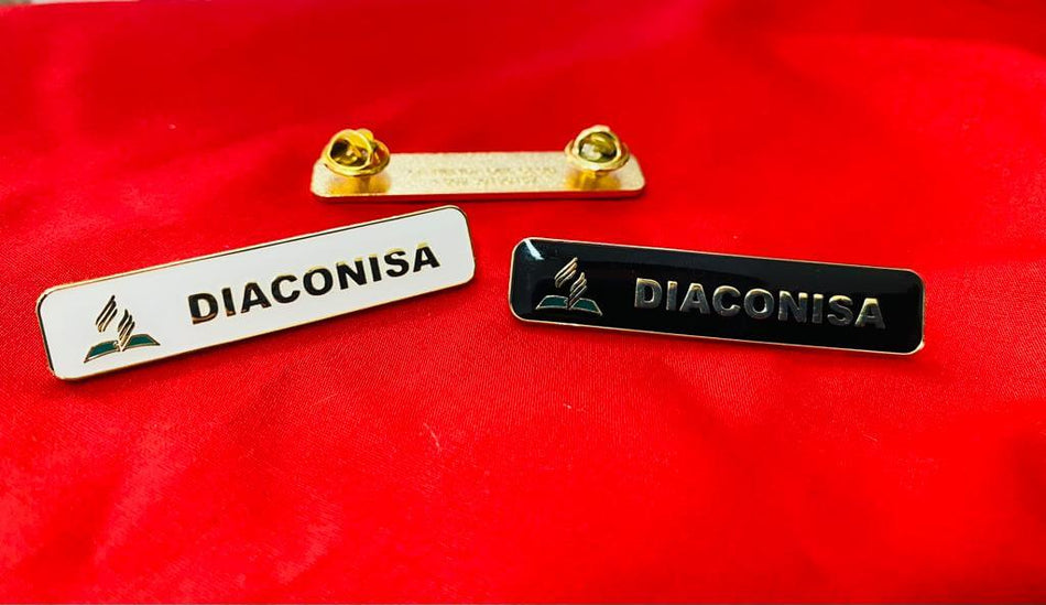Official SDA Deaconess Name Plate – White & Gold - Placa de Diaconisa Oficial