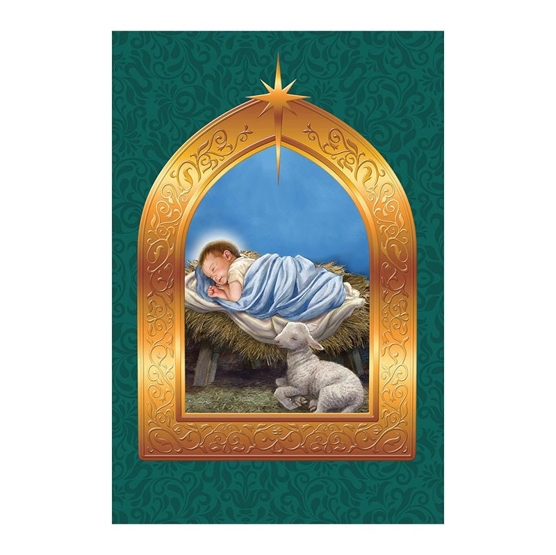 Christ in a Manger - General Christmas Card, one of the items in the Christmas Card Assortment, Six Designs. A photograph of the assembled set is pending.