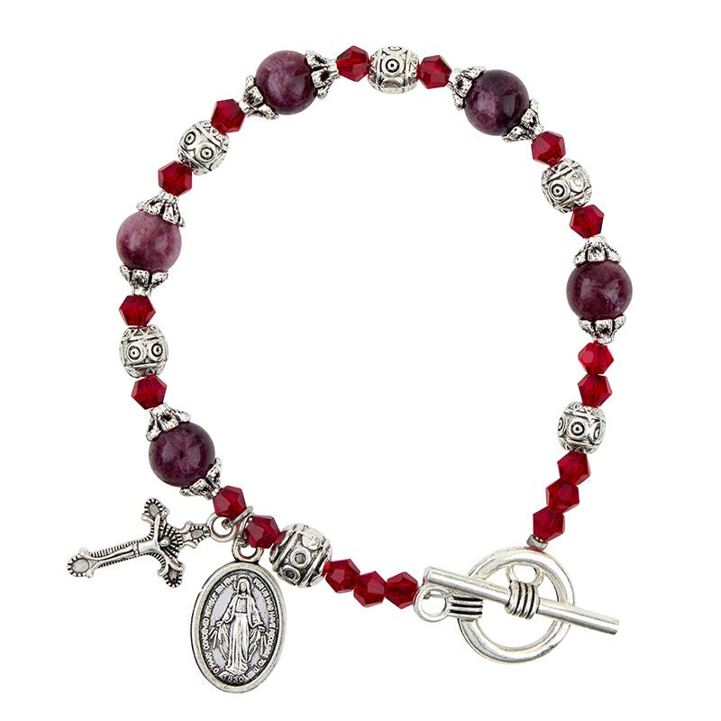 Garnet Madonna del Parto Rosary Bracelet