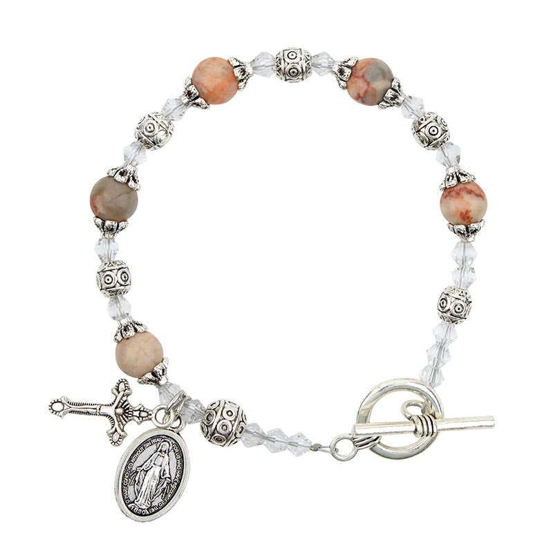 Orange Madonna del Parto Rosary Bracelet
