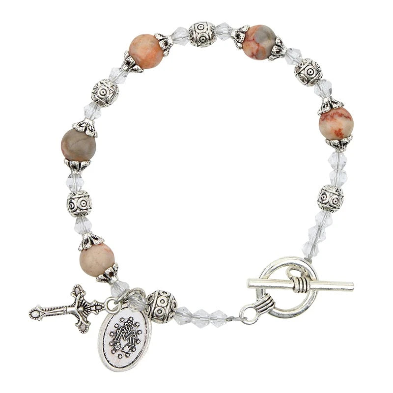 Orange Madonna del Parto Rosary Bracelet by Catholic Brands, product view 2