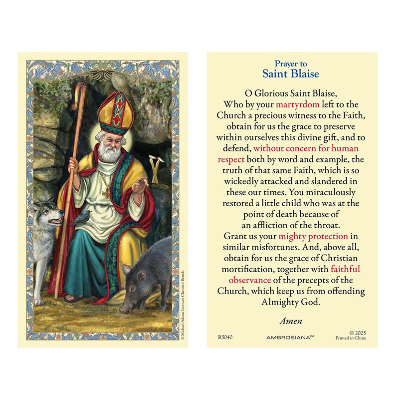 Saint Blaise Holy Card - 25/pk