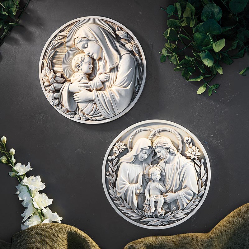 Holy Family Round Plaque | Resin | 12" Diameter by Christian Brands, product view 6