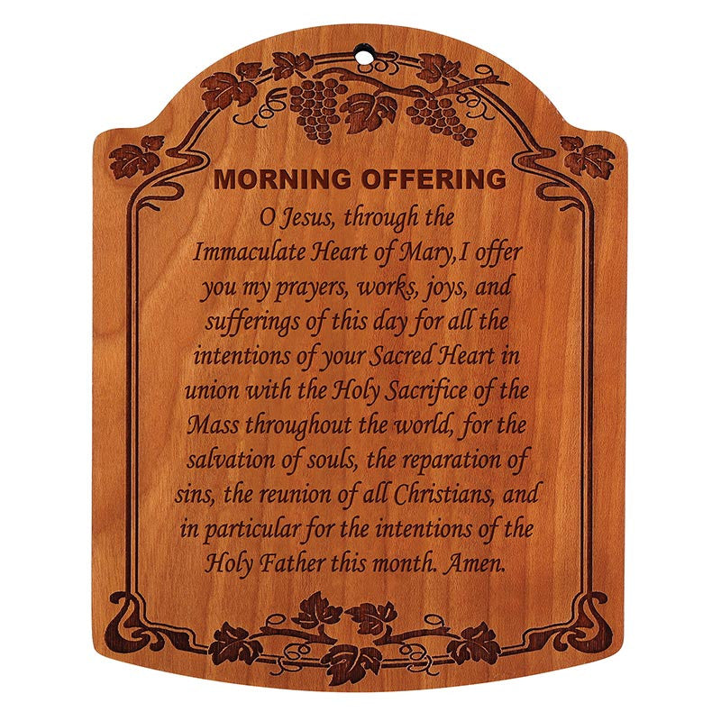 10" Morning Offering Carved Wood Plaque