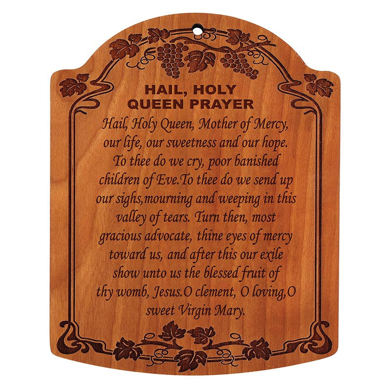 10" Hail, Holy Queen Carved Wood Plaque
