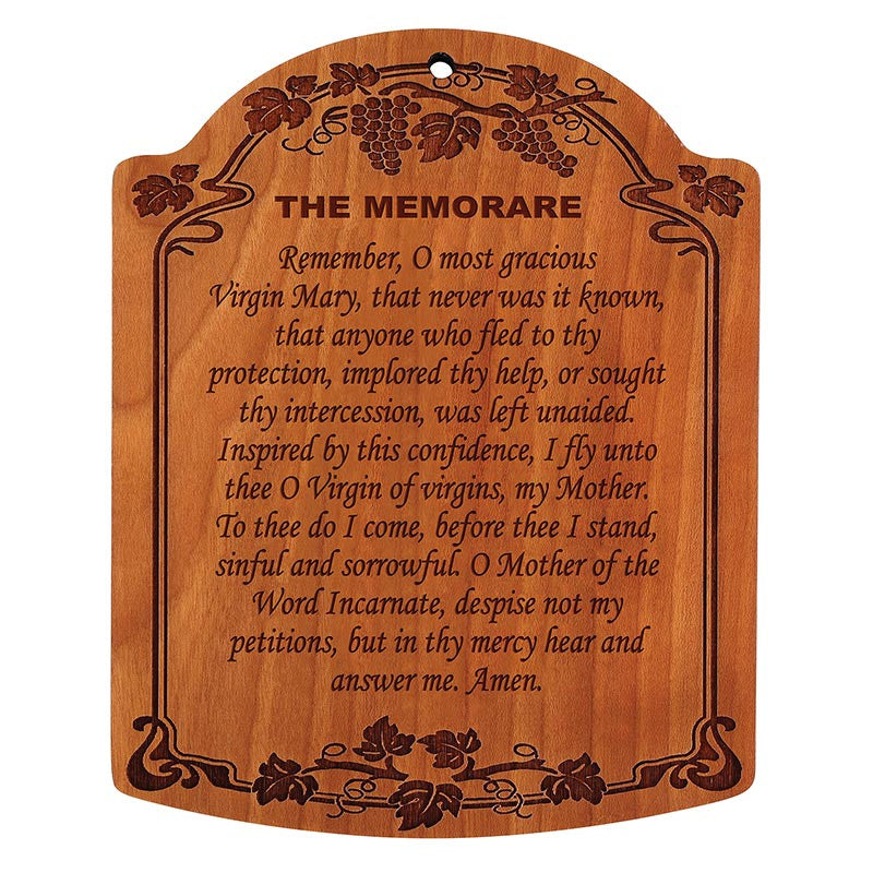 10" The Memorare Carved Wood Plaque