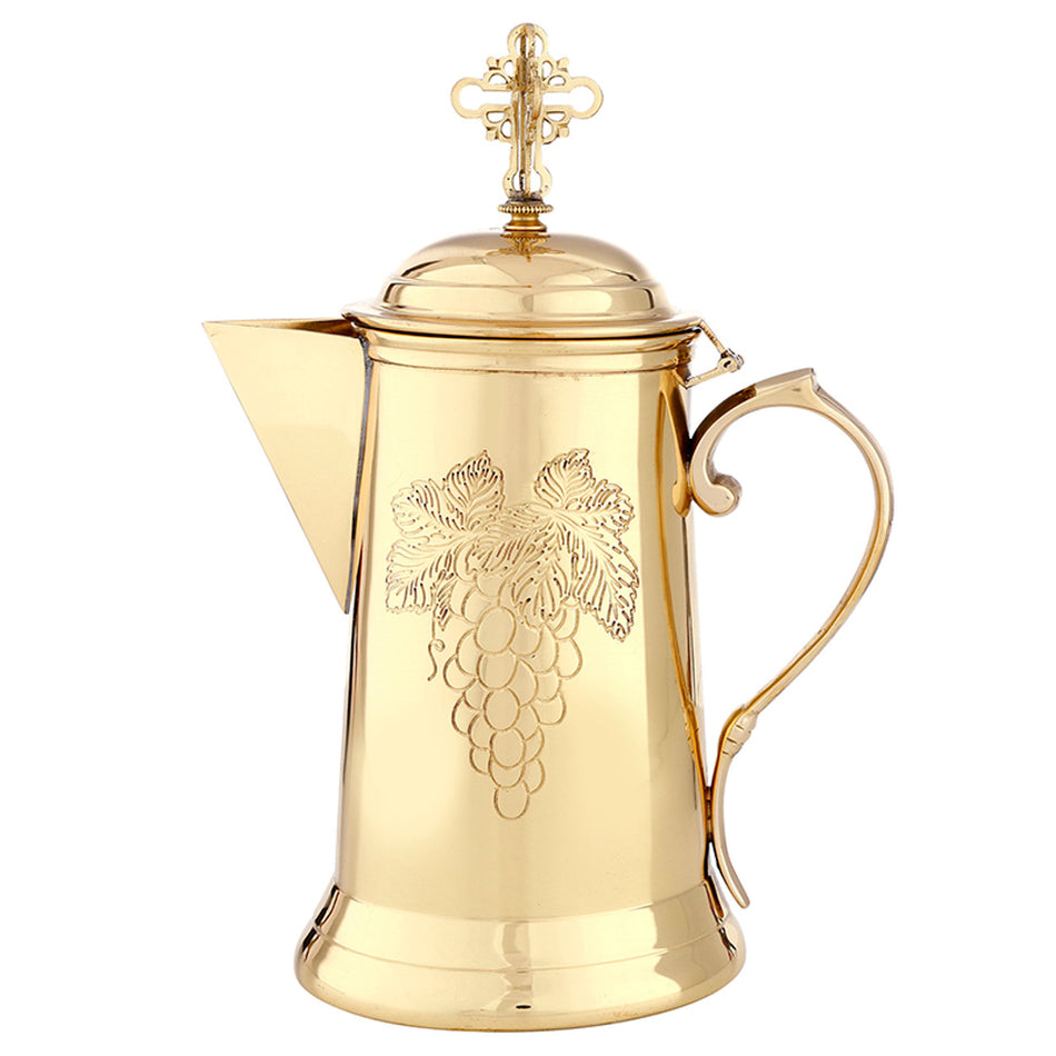 Sudbury Brass Engraved Brass Flagon with Cross Cover