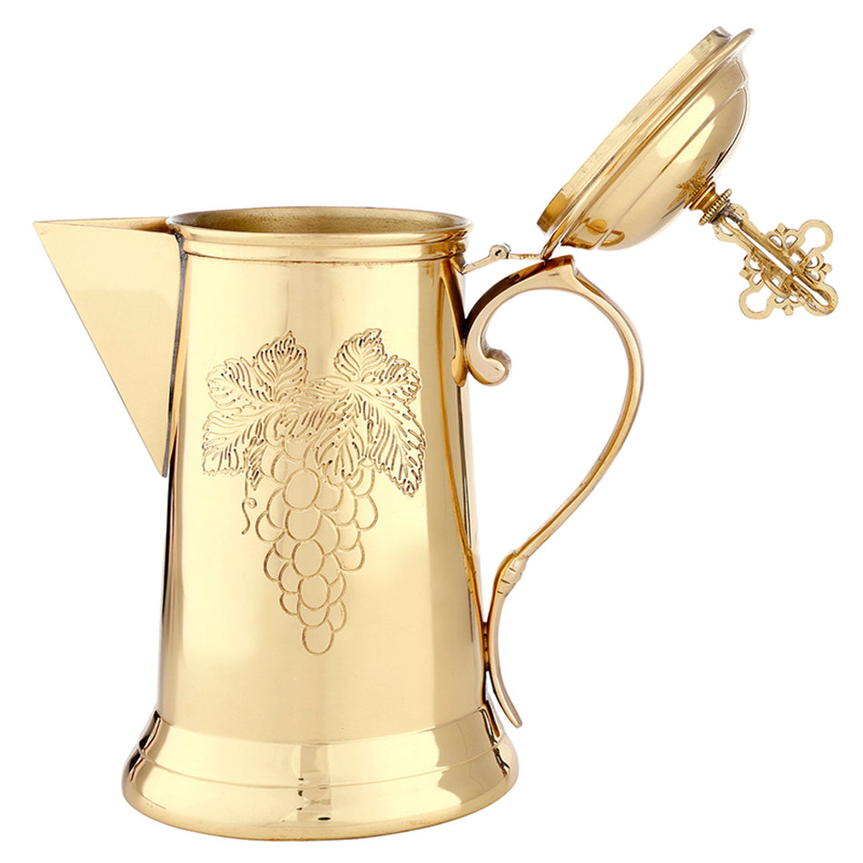 Sudbury Brass Engraved Brass Flagon with Cross Cover