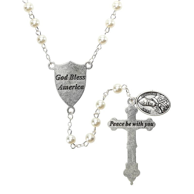 Pope Leo XIV Glass Pearl Rosary