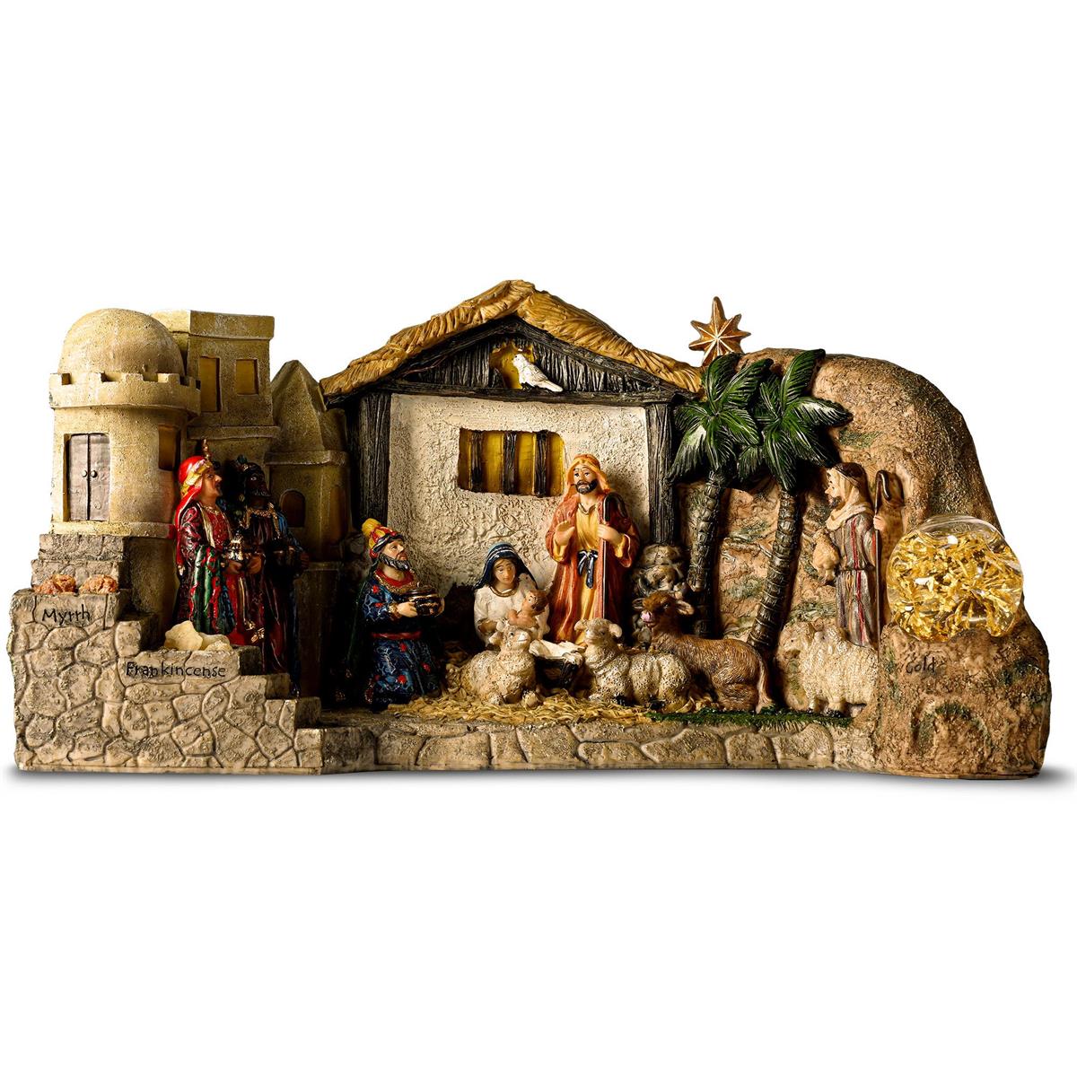 Deluxe Lighted Panorama Nativity with Gifts by Dicksons