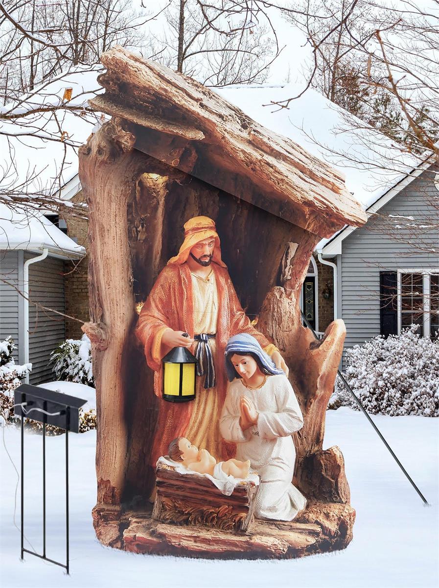 Silent Night Lighted Nativity with Animals by Dicksons, product view 2