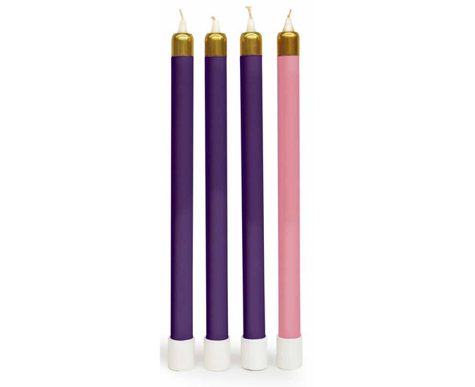 13-3/8" Advent Wreath Tube Candles – Various Color Options – Fits 1-1/2" Sockets