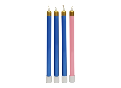 15" Advent Wreath Tube Candles – 3 Blue & 1 Pink – Fits 1-1/2" Sockets