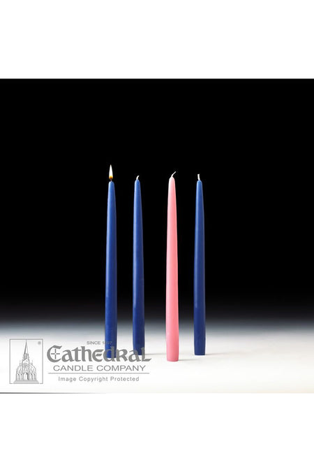 Replacement Advent Tapers for the Home - 4 Piece Sets - 3 Sarum Blue, 1 Rose by Anchor Christian Distributors