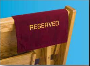 Velvet Reserved Pew Sign | Maroon Drape-Over Church Seating Marker | Gold Embroidered