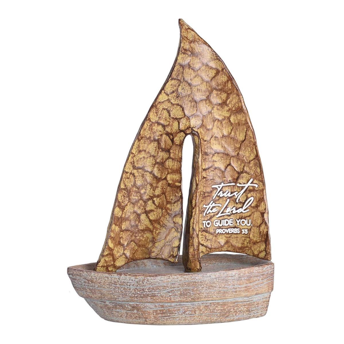 Trust The Lord to Guide You Proverbs 3:5 Golden Brown Resin Sailboat by Dicksons