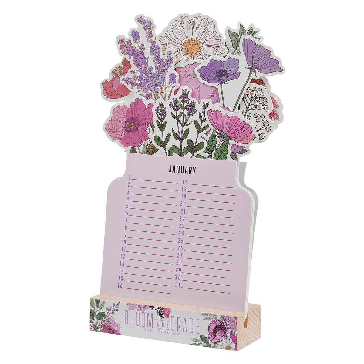 Bloom in His Grace Special Days Calendar - 2 Corinthians 12:9 by Christian Art Gifts, product view 3