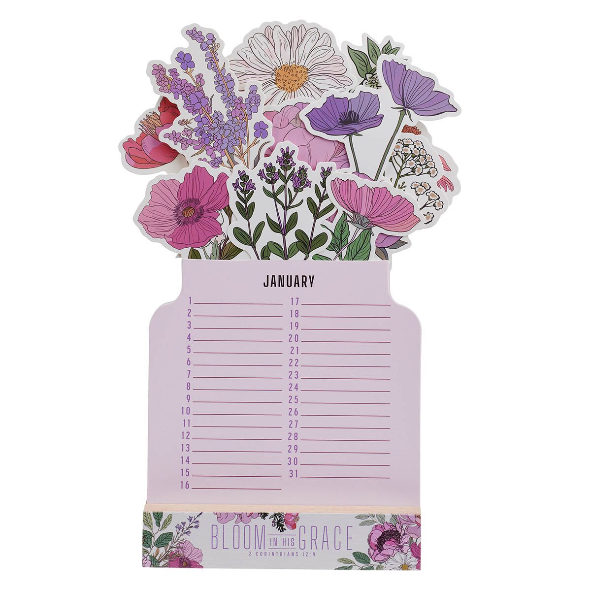 Bloom in His Grace Special Days Calendar - 2 Corinthians 12:9 by Christian Art Gifts, product view 7