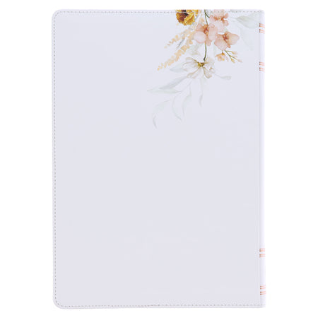 Pearlized White Floral Faux Leather Spiritual Growth Bible by Christian Art Gifts, product view 4