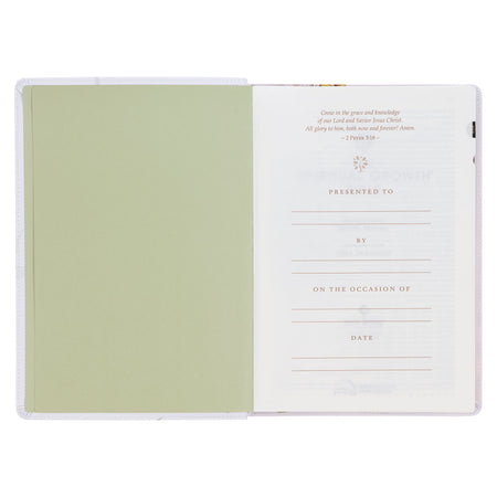 Pearlized White Floral Faux Leather Spiritual Growth Bible by Christian Art Gifts, product view 5