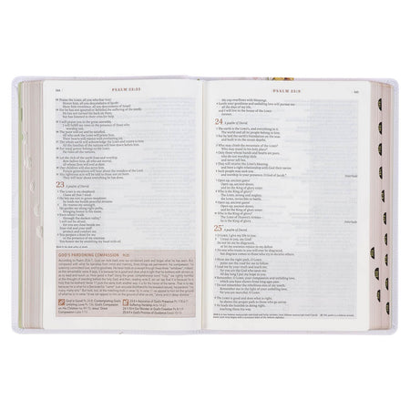 Pearlized White Floral Faux Leather Spiritual Growth Bible by Christian Art Gifts, product view 7