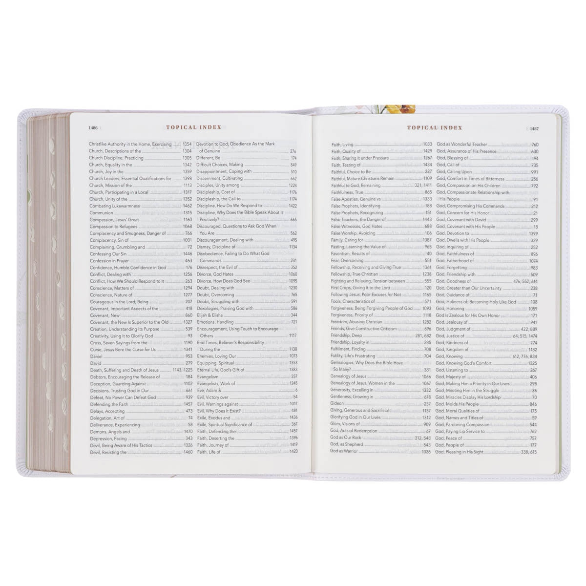 Pearlized White Floral Faux Leather Spiritual Growth Bible by Christian Art Gifts, product view 8