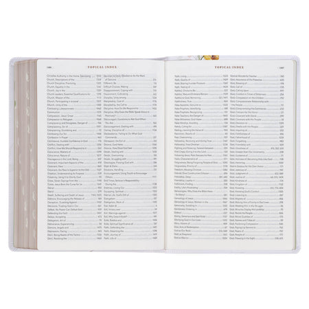Pearlized White Floral Faux Leather Spiritual Growth Bible by Christian Art Gifts, product view 8