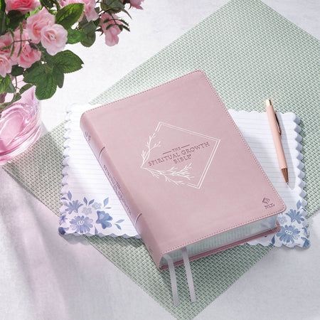 Dusty Mauve Faux Leather Spiritual Growth Bible by Christian Art Gifts, product view 8