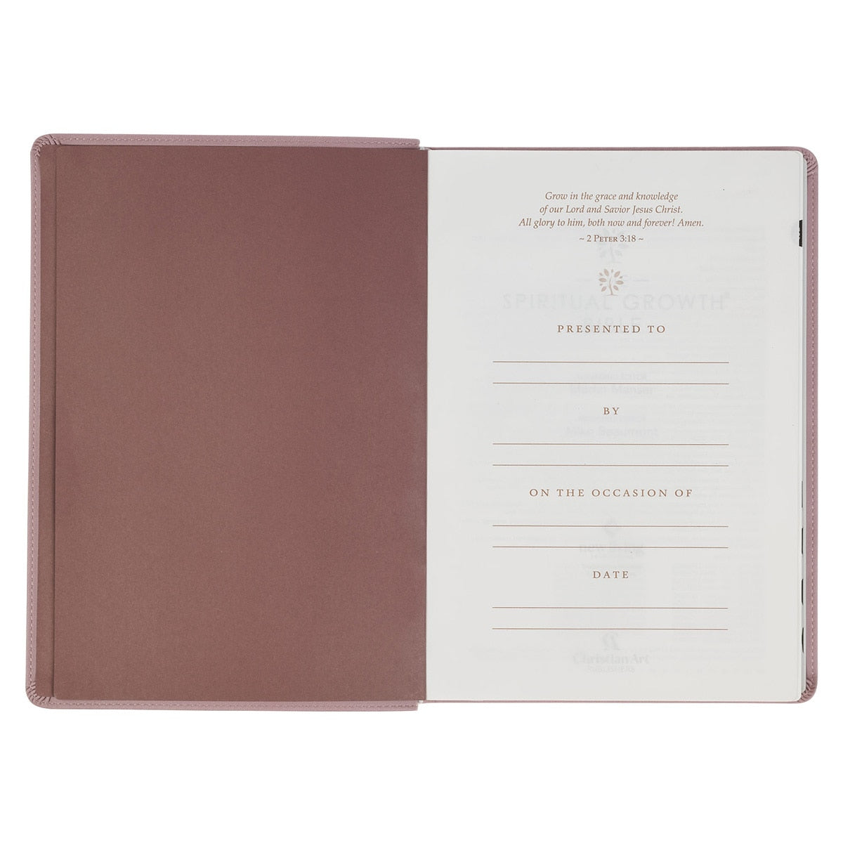 Dusty Mauve Faux Leather Spiritual Growth Bible by Christian Art Gifts, product view 4