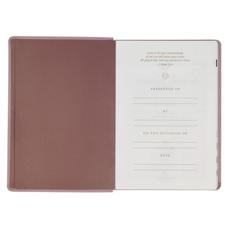 Dusty Mauve Faux Leather Spiritual Growth Bible by Christian Art Gifts, product view 4