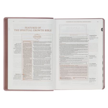 Dusty Mauve Faux Leather Spiritual Growth Bible by Christian Art Gifts, product view 5